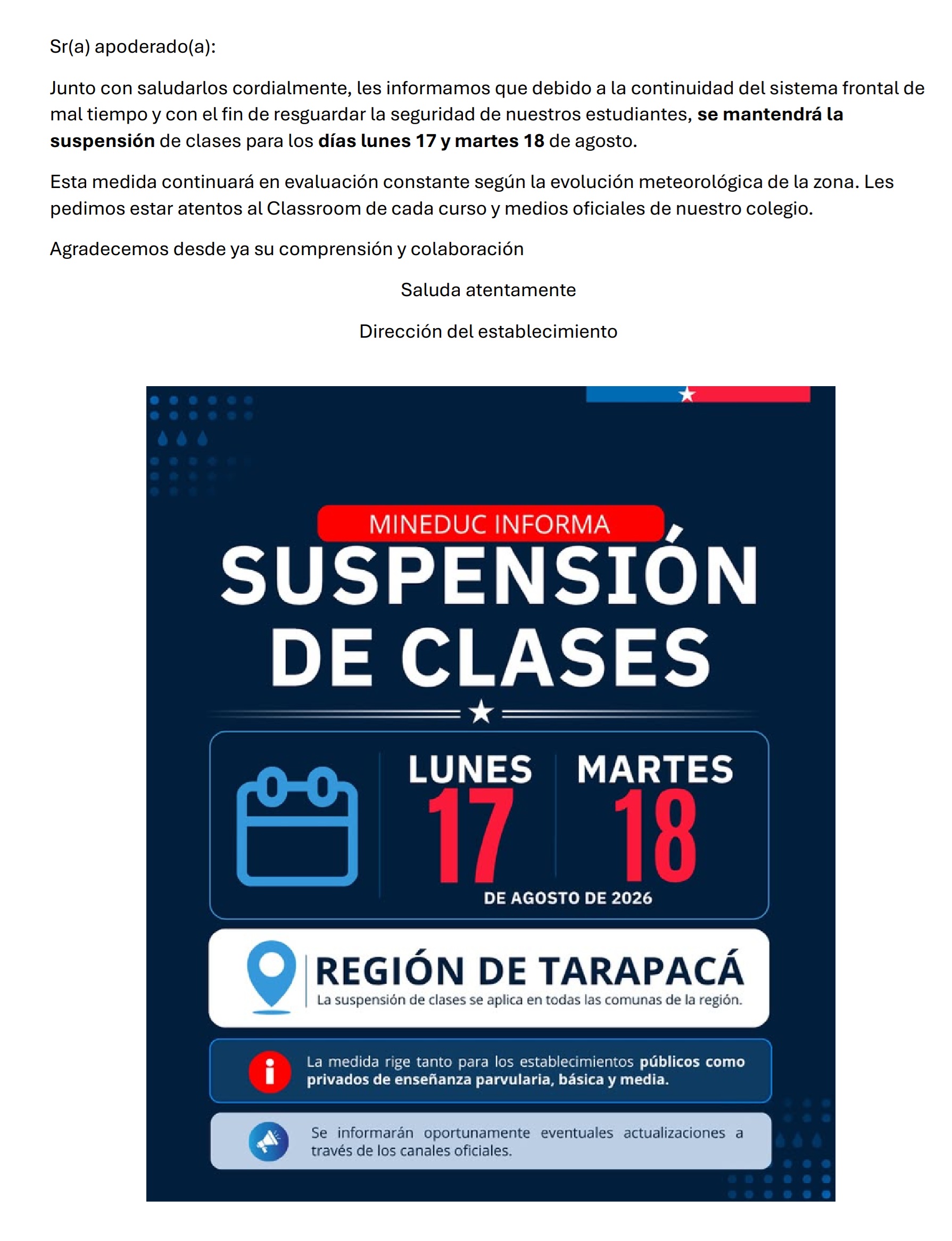 Aviso importante